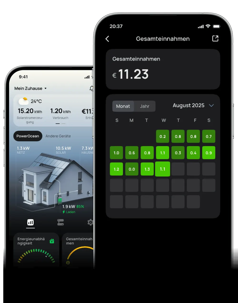 EcoFlow PowerOcean App zeigt Energiefluss zwischen PV, Speicher und Hausverbrauch